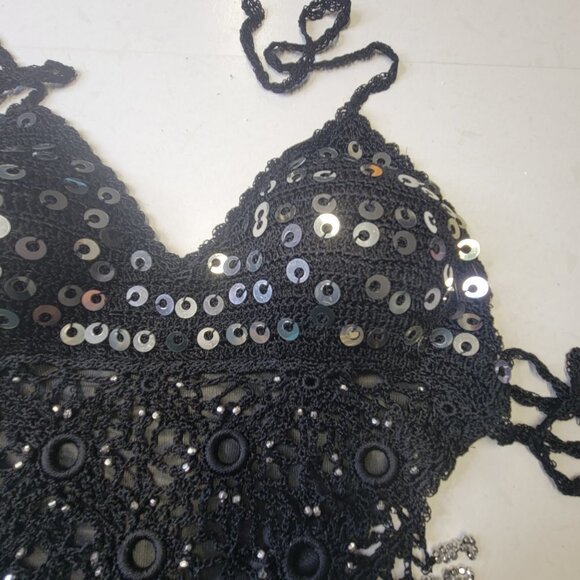 Crop Top Sequin Top, Halter Top Tank Top - NEW - Picture 11 of 12
